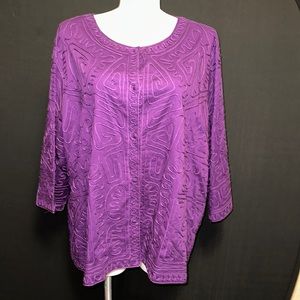 NWT Maggie Barnes for Catherines purple brocade blazer Size 4X
